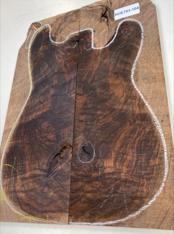 Top European Walnut figured 2-pcs., 9mm, Unique Piece #104